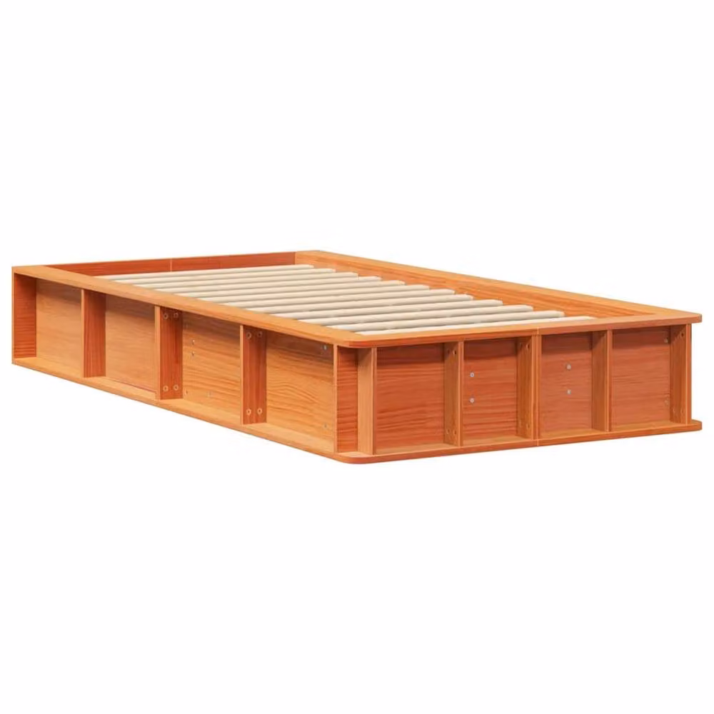 Berkfield Home Beautiful Bed Frame with Storage in Waxed Brown Solid Pine, W: 100 cm, L: 200 cm – 2