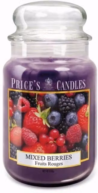 Price's Candles Mixed Berries Scented Jar Candle, Purple, Height: 17.9 cm