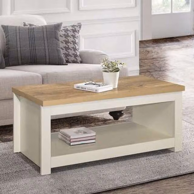 Birlea Highgate Modern Rectangular Coffee Table in Oak and Beige