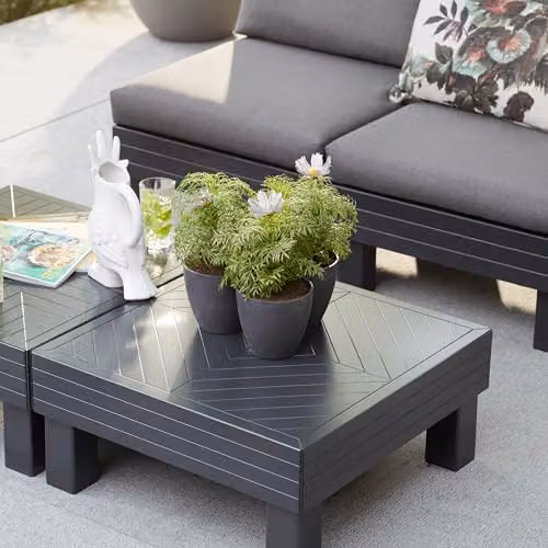 Keter Elements 4 Seater Modular Outdoor Garden Lounge Set in Graphite with Grey Cushions – 5