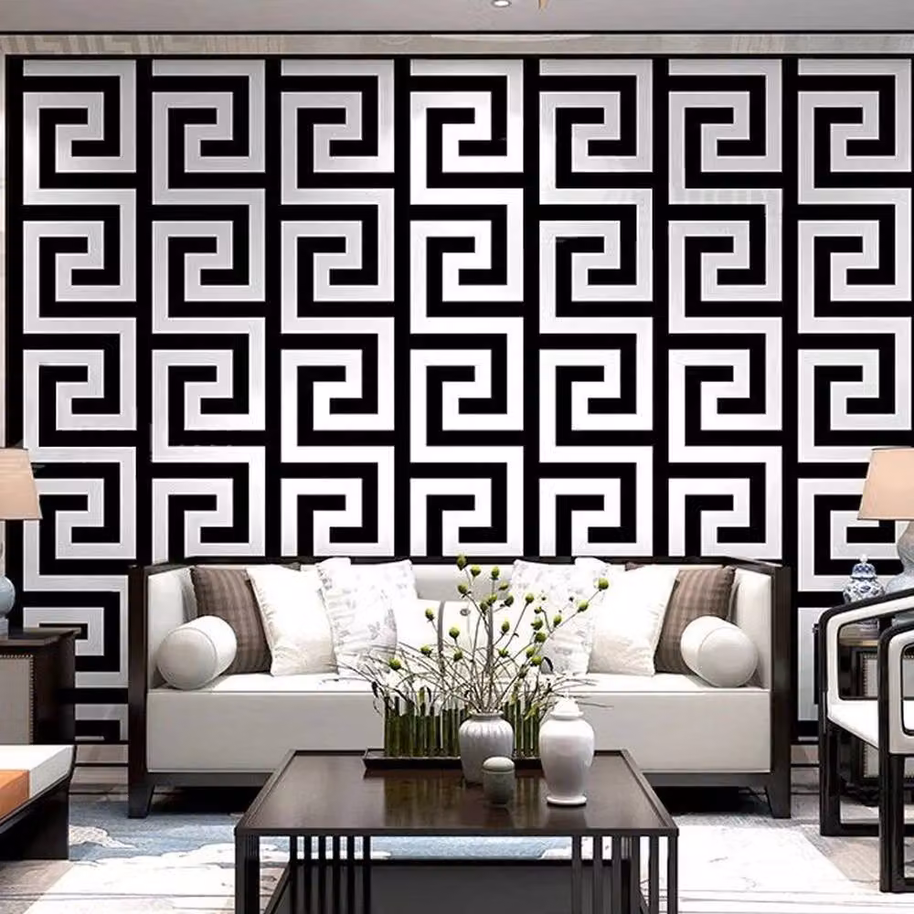 EONLION Black and White Geometric Abstract Wallpaper Roll, Width: 100 cm – 3