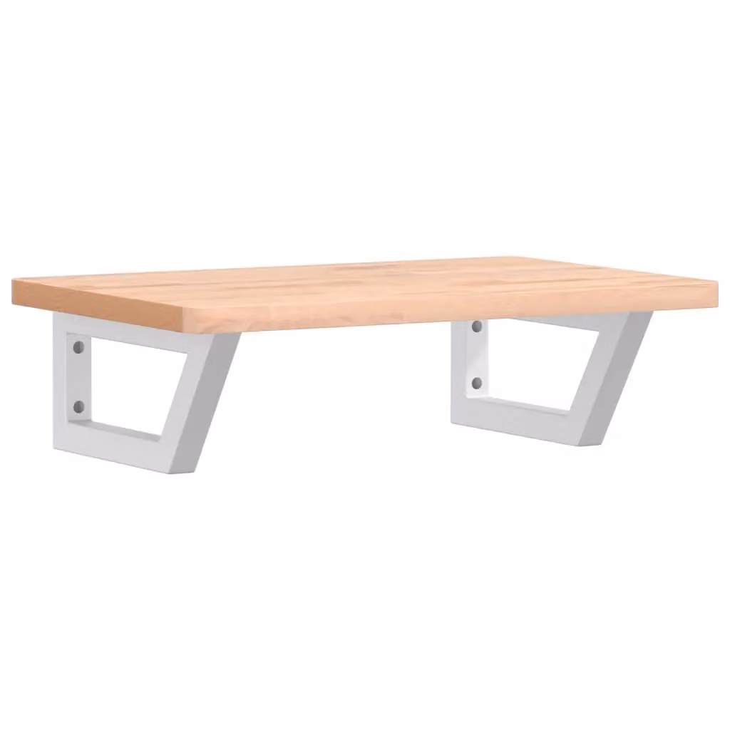 Berkfield Home Wall Mounted Basin Shelf in Brown Steel and Solid Beech Wood