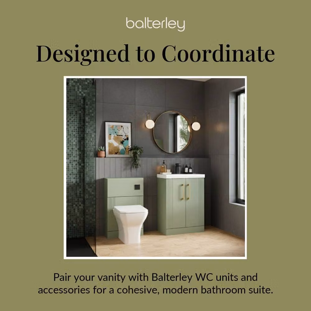 Balterley Floor Standing 2 Door Vanity Unit with Mid-Edge Basin, Satin Green – 3