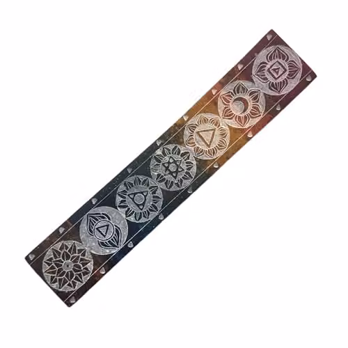 KDMD Seven Chakra Soapstone Incense Holder, Multicolour, W: 26 cm, H: 5 cm – 1
