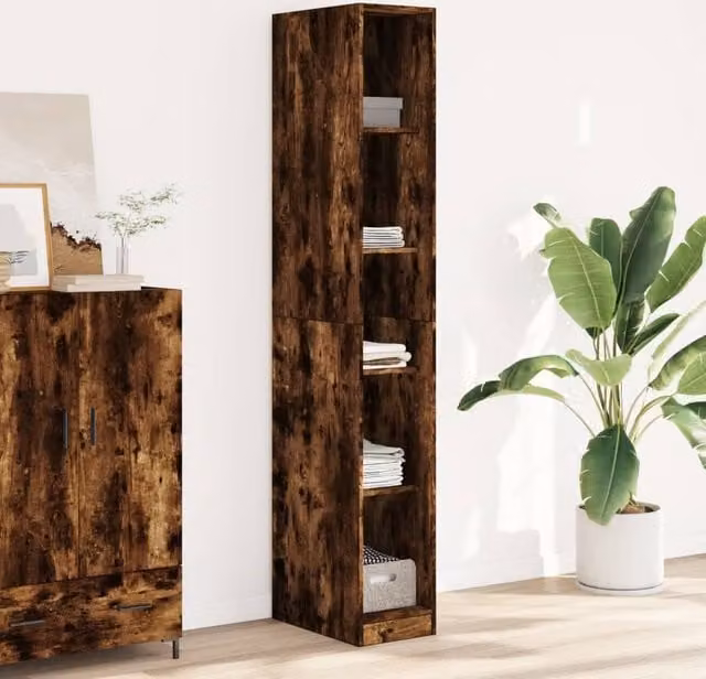 Berkfield Home Smoked Oak Wardrobe in Brown, W/D/H: 30 x 50 x 200 cm – 1