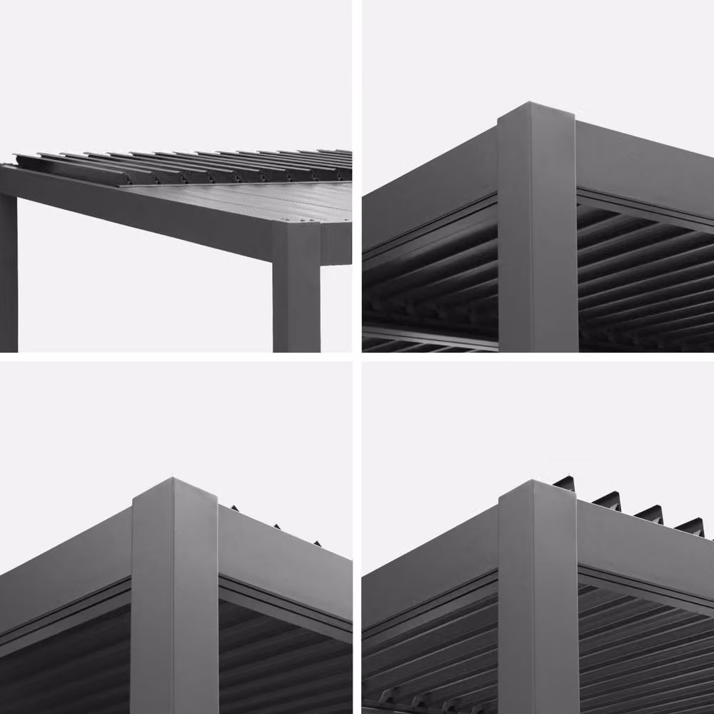 Sweekeek Louvered Pergola in Dark Grey with 3 Adjustable Slat Louver Panels, W: 400 cm, D: 300 cm, H: 231 cm – 2
