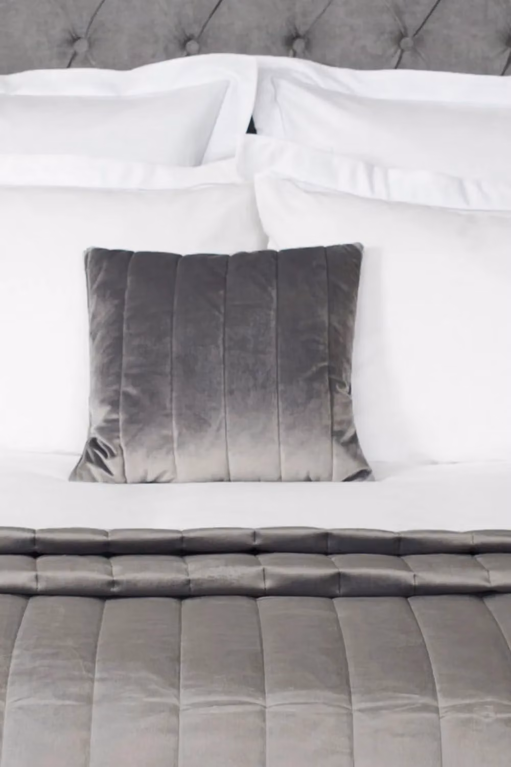 Belledorm Verona Square Velour Filled Cushion, Grey, W/D/H: 40 x 40 x 40 cm – 2