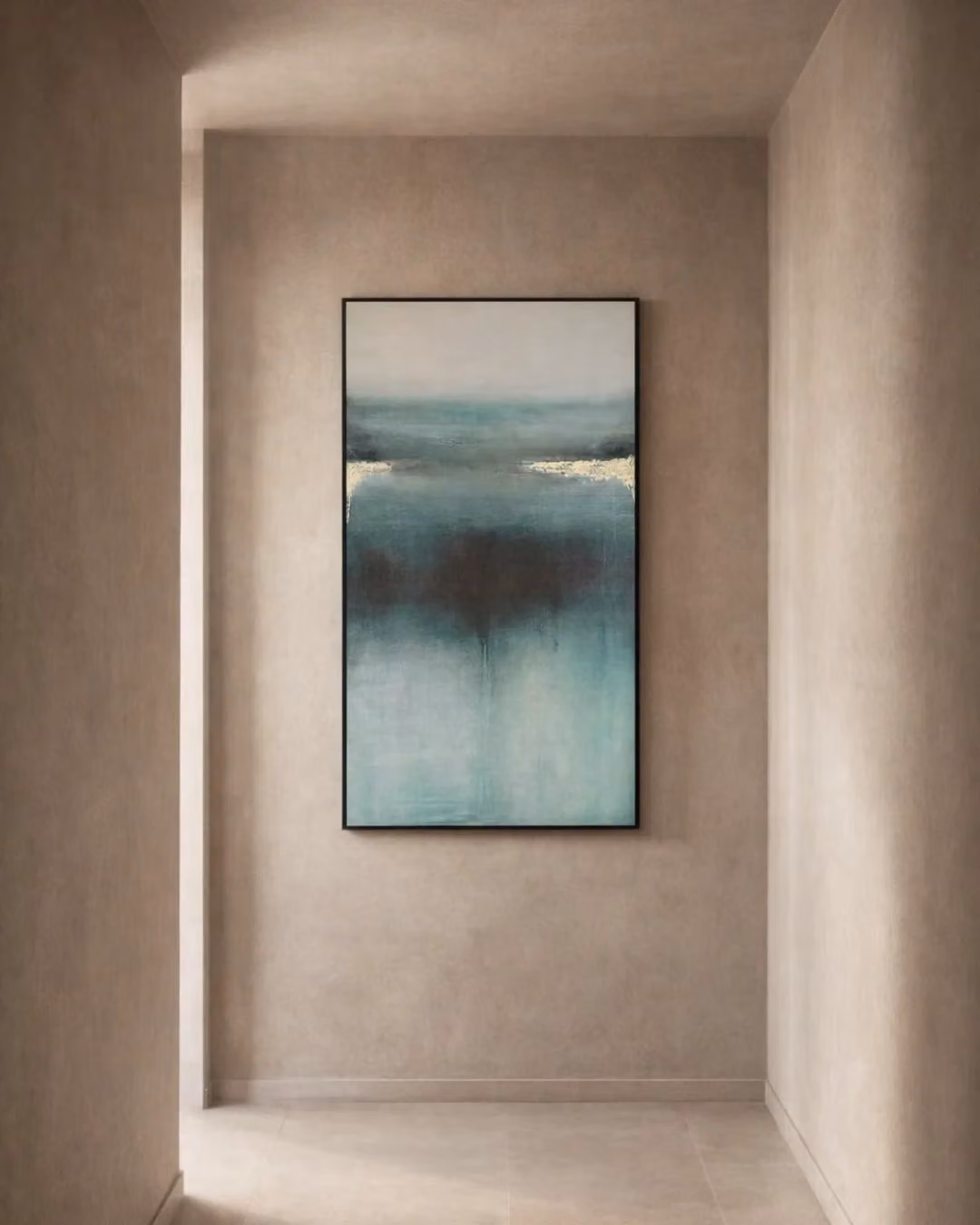 Tommy Franks Desiderato Modern Abstract Canvas Wall Art in Blue, Gold and Black, W: 120 cm, H: 90 cm, D: 3.5 cm