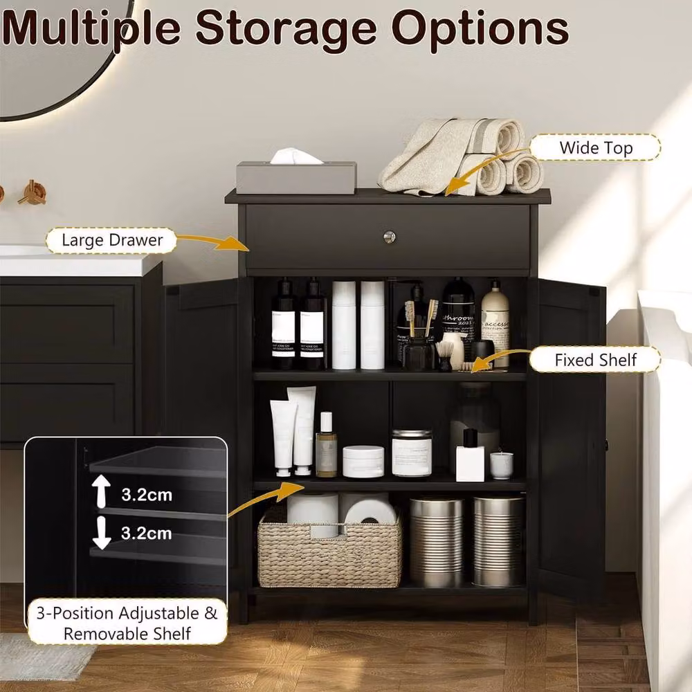 Kelvenix Modern Black Metal Storage Cabinet with Hinged Doors and Internal Shelves – 4