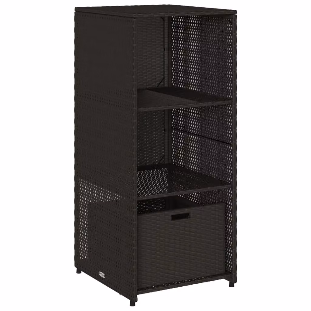 Berkfield Home Black Poly Rattan Garden Storage Cabinet with Internal Shelves and Drawers W/D/H: 50 x 55 x 115 cm – 2