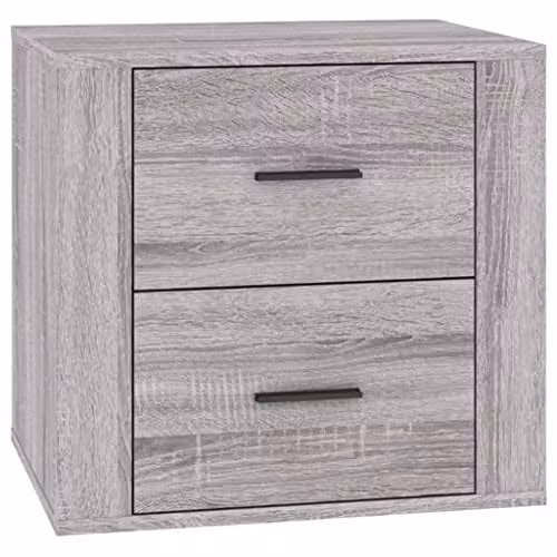 vidaXL Modern Grey Bedside Cabinet with Storage W/D/H: 50 x 39 x 47 cm