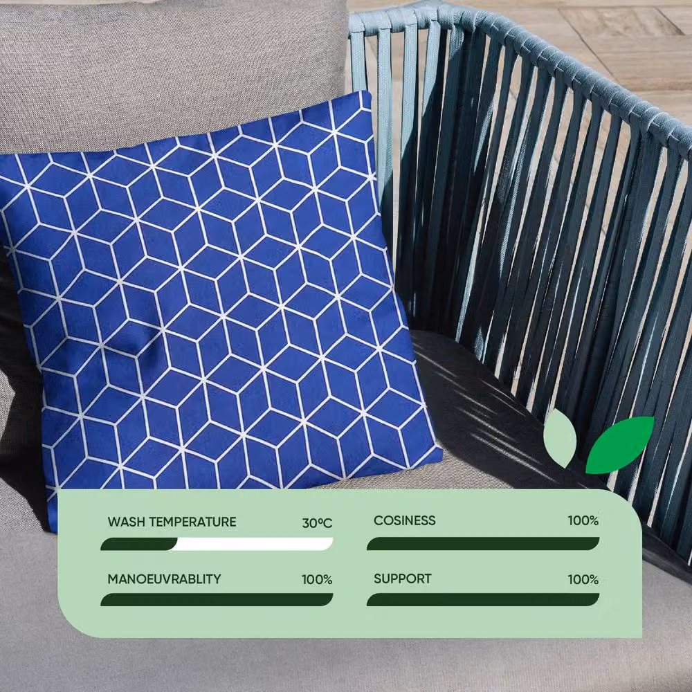 Gardenwize Pack of 2 Blue Square Outdoor Scatter Cushions with Removable Washable Covers – 3