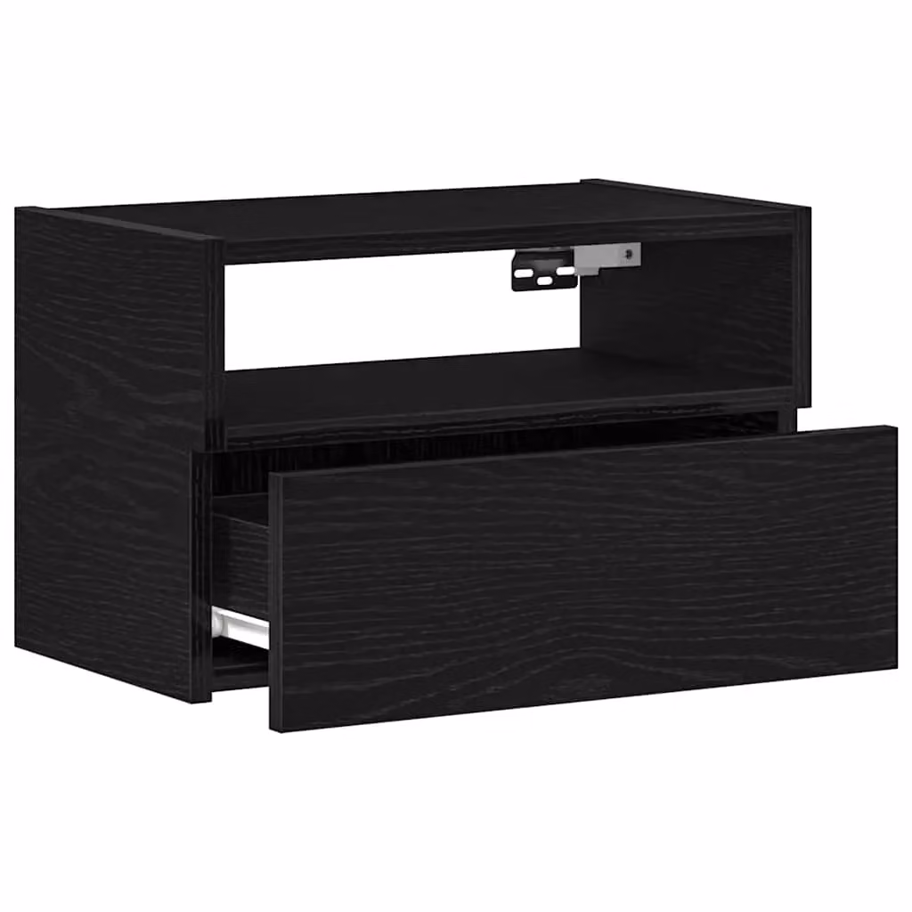 Berkfield Home Wall-mounted Bedside Cabinets, 2 Piece Set, Black, W: 45 cm, D: 26 cm, H: 28.5 cm – 5