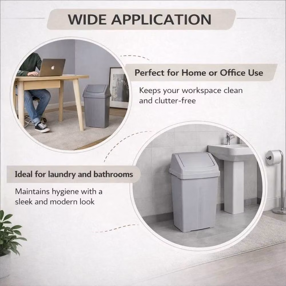 PAWNORA 50 Litre Plastic Swing Lid Kitchen Bin in Silver – 4