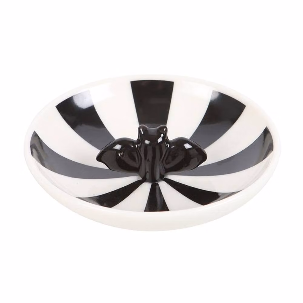 Uniqueful Striped Bat Ceramic Trinket Dish, Multicolour, Diameter: 15 cm – 2