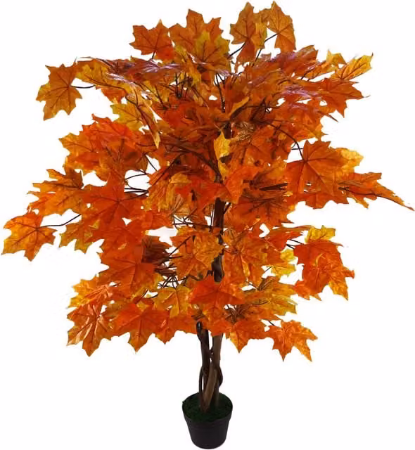 Extra Large Artificial Autumn Maple Acer Tree in Orange with Plastic and Wood Leaves