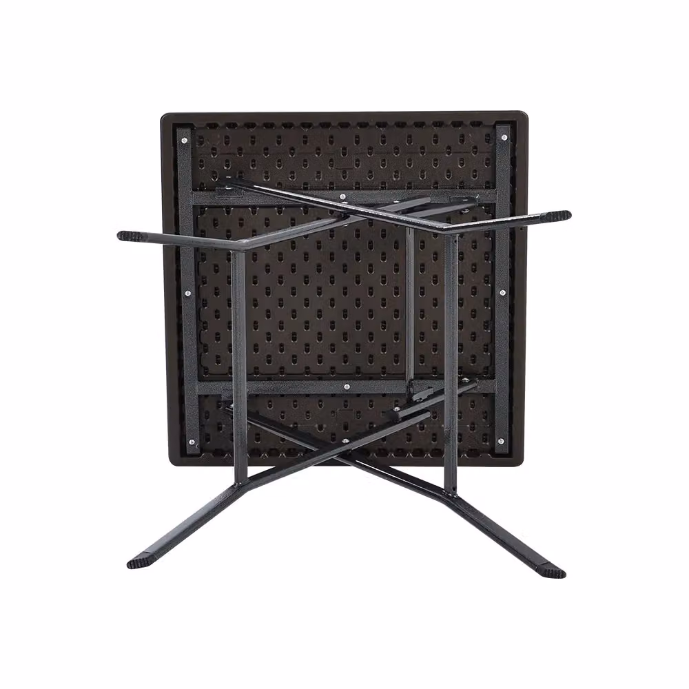 Livingandhome Square Rattan Folding Outdoor Bistro Garden Dining Table in Brown – 4