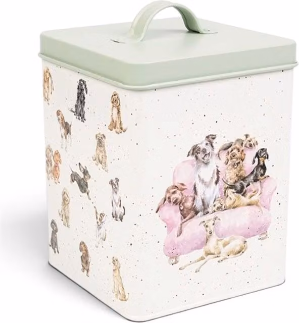 Wrendale Designs Metal Dog Treat Storage Tin in Green and White