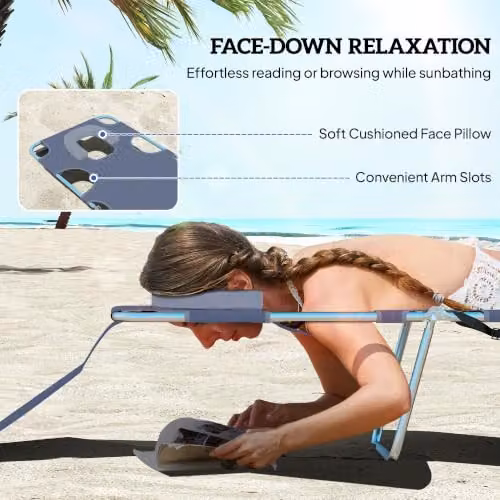 Outsunny Grey Foldable Sun Lounger with Adjustable Headrest and Textilene Fabric – 5
