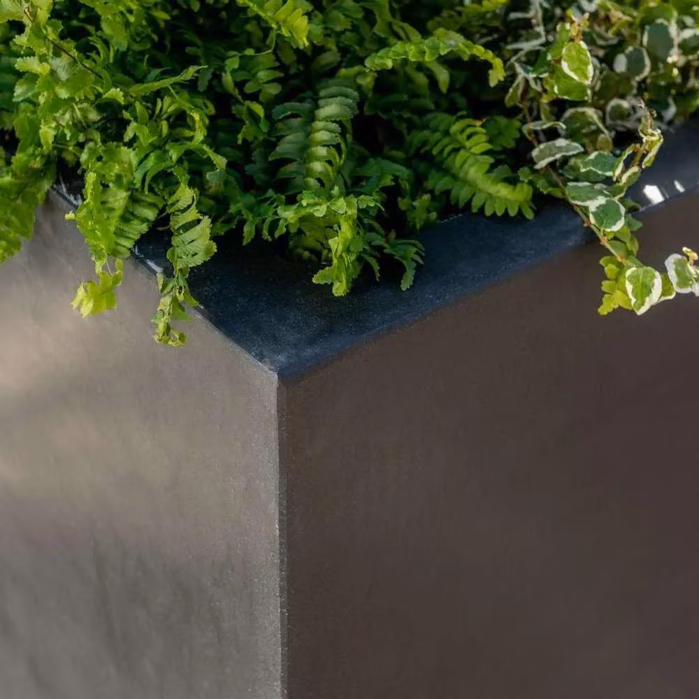 Primrose Titanic Black Polystone Stone Effect Cube Planter Tub W/D/H: 70 x 70 x 50 cm – 2