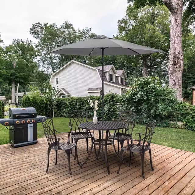 OUTSUNNY 5 Piece Metal Outdoor Garden Furniture Set with Coffee Table in Brown
