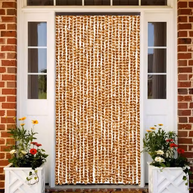 Berkfield Home Chenille Insect Curtain in Yellow and White, W/D/H: 100 x 100 x 220 cm – 1