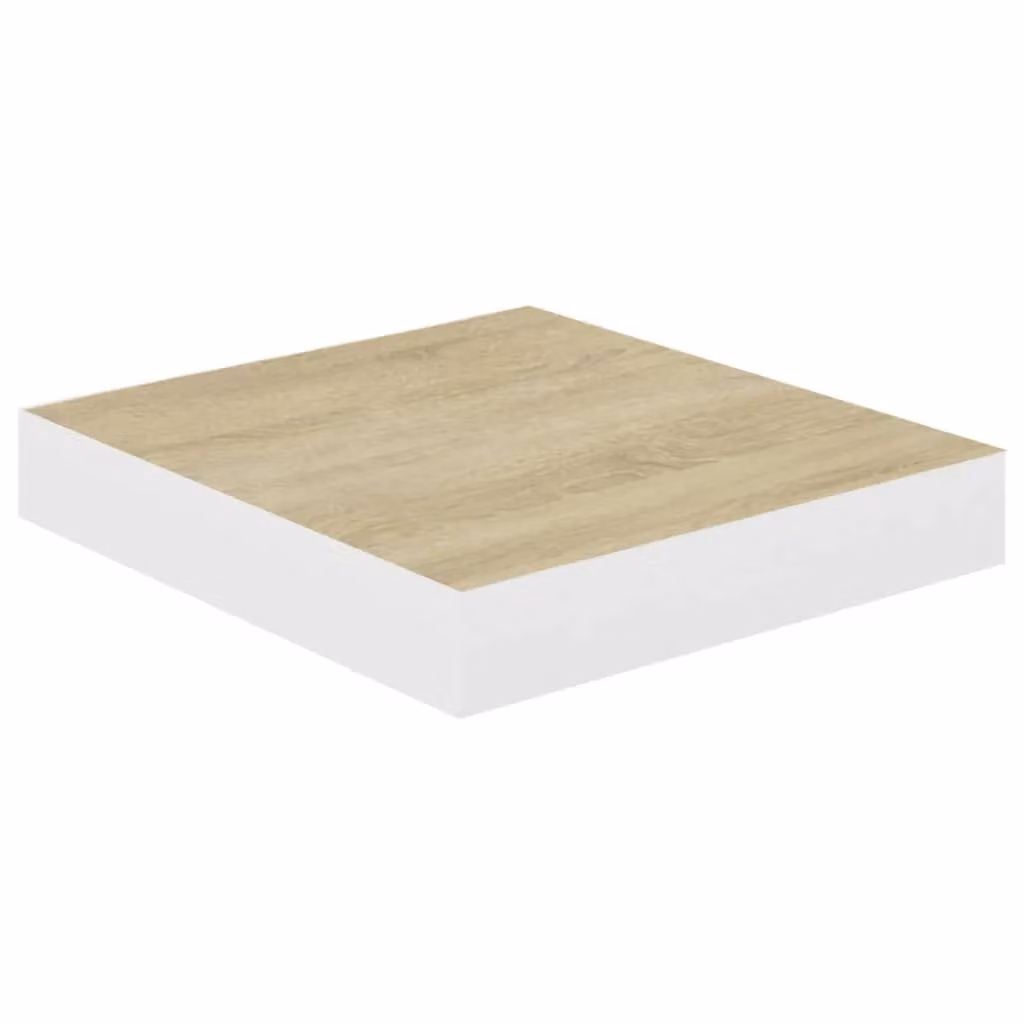 Berkfield Home Floating Wall Shelf in Oak and White, W/D/H: 23 x 23.5 x 3.8 cm – 2