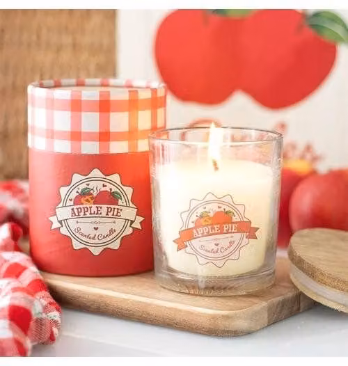 KDMD Apple Pie Scented Tabletop Candle, Beige, 28 g