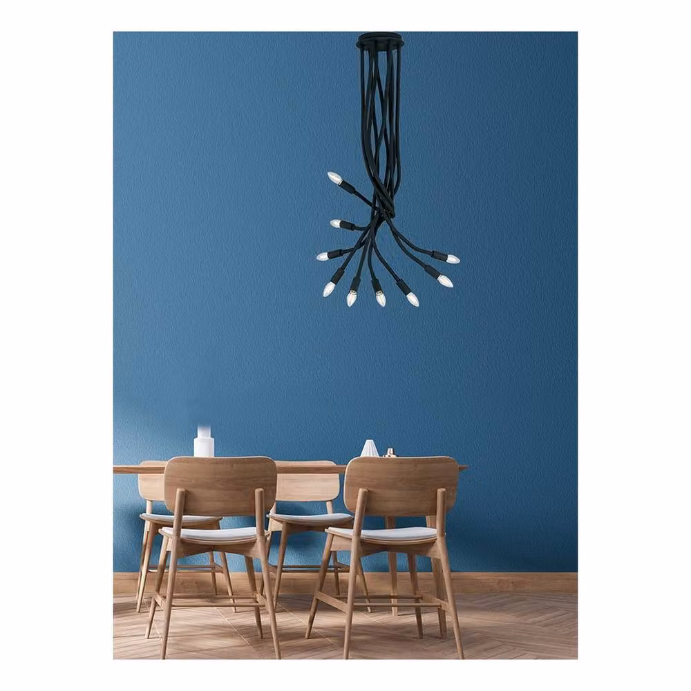 Netlighting LOVER 9 Light Multi Arm Semi Flush Ceiling Light, Black, W: 100 cm, D: 120 cm – 2