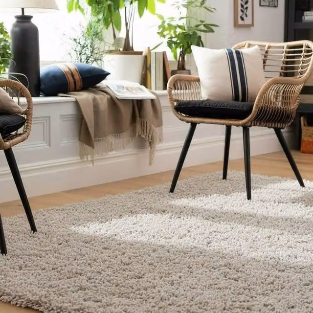 Kukoon Beige Shaggy Rug, Soft Plush Pile Rectangular Carpet for Living Room or Bedroom, W: 200 cm, L: 290 cm – 1
