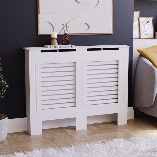 Vida Designs Milton Radiator Cover in White, W/D/H: 111 x 19 x 82 cm
