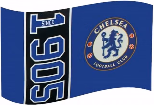Chelsea FC Official Since 1905 Hanging Flag in Blue, White and Black, W: 91.44 cm, H: 91.44 cm