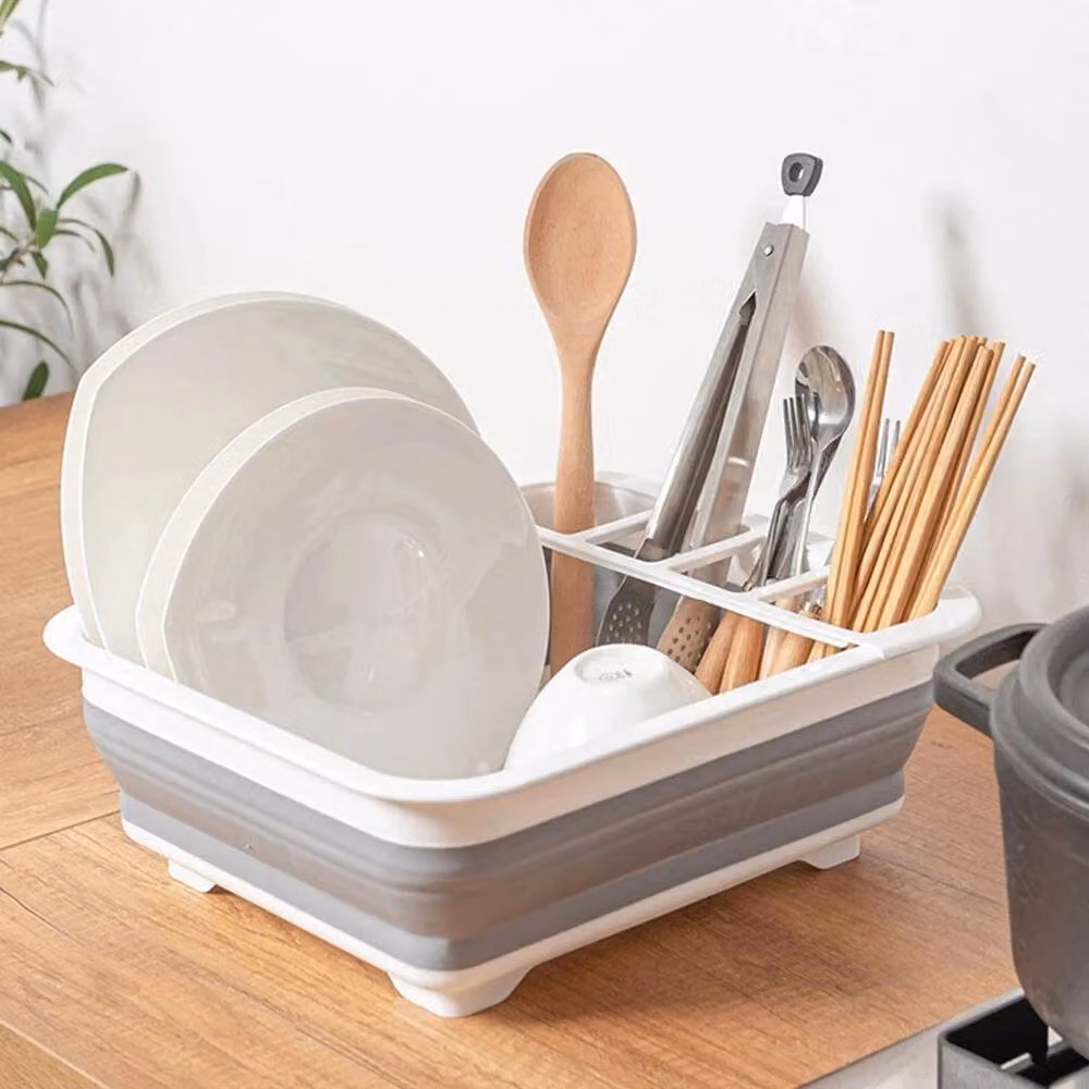 EONLION 2-Piece Folding Dish Drainer and Plate Drying Rack in Grey, 100 cm – 2