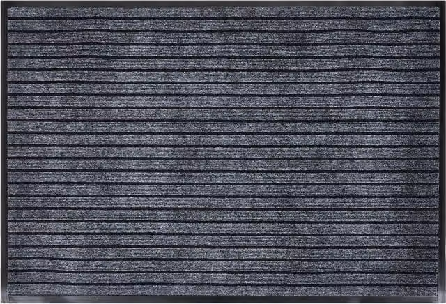 Livingandhome Rectangular Striped Non-Slip Weatherproof Entryway Floor Mat in Black and Grey, W: 120 cm, D: 80 cm