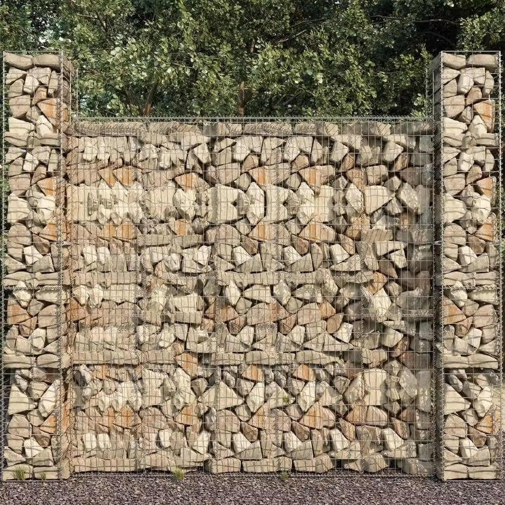 Berkfield Home Galvanised Steel Gabion Wall with Cover in Silver, W/D/H: 600 x 50 x 200 cm – 2