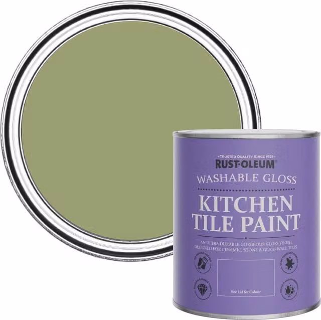 Rust-Oleum Kitchen Tile Paint in Gloss Finish, Familiar Ground Green, 750ml