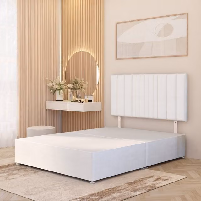 Somnior Beds Ltd Arizona White Plush Velvet Upholstered Divan Bed Base with Drawers, W/D: 120 x 200 cm