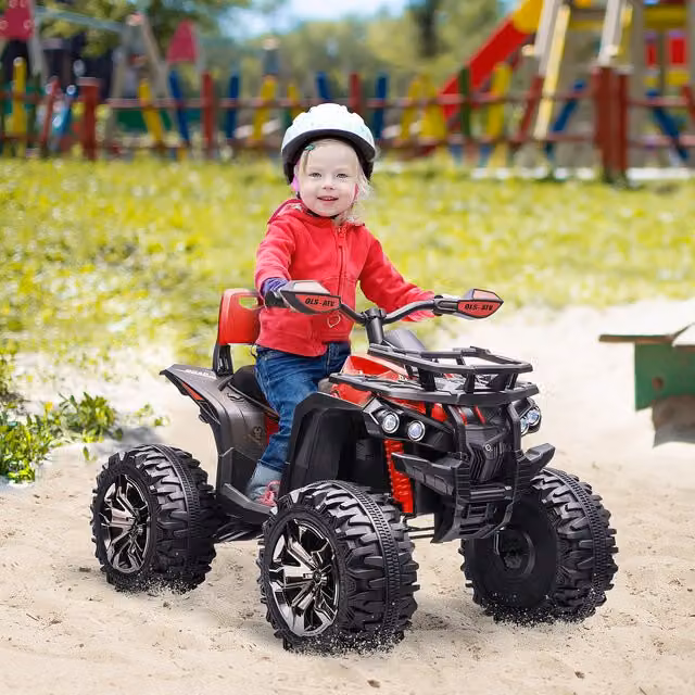 HOMCOM 12V Electric Quad Bike ATV with LED Lights and Music for Kids, Red