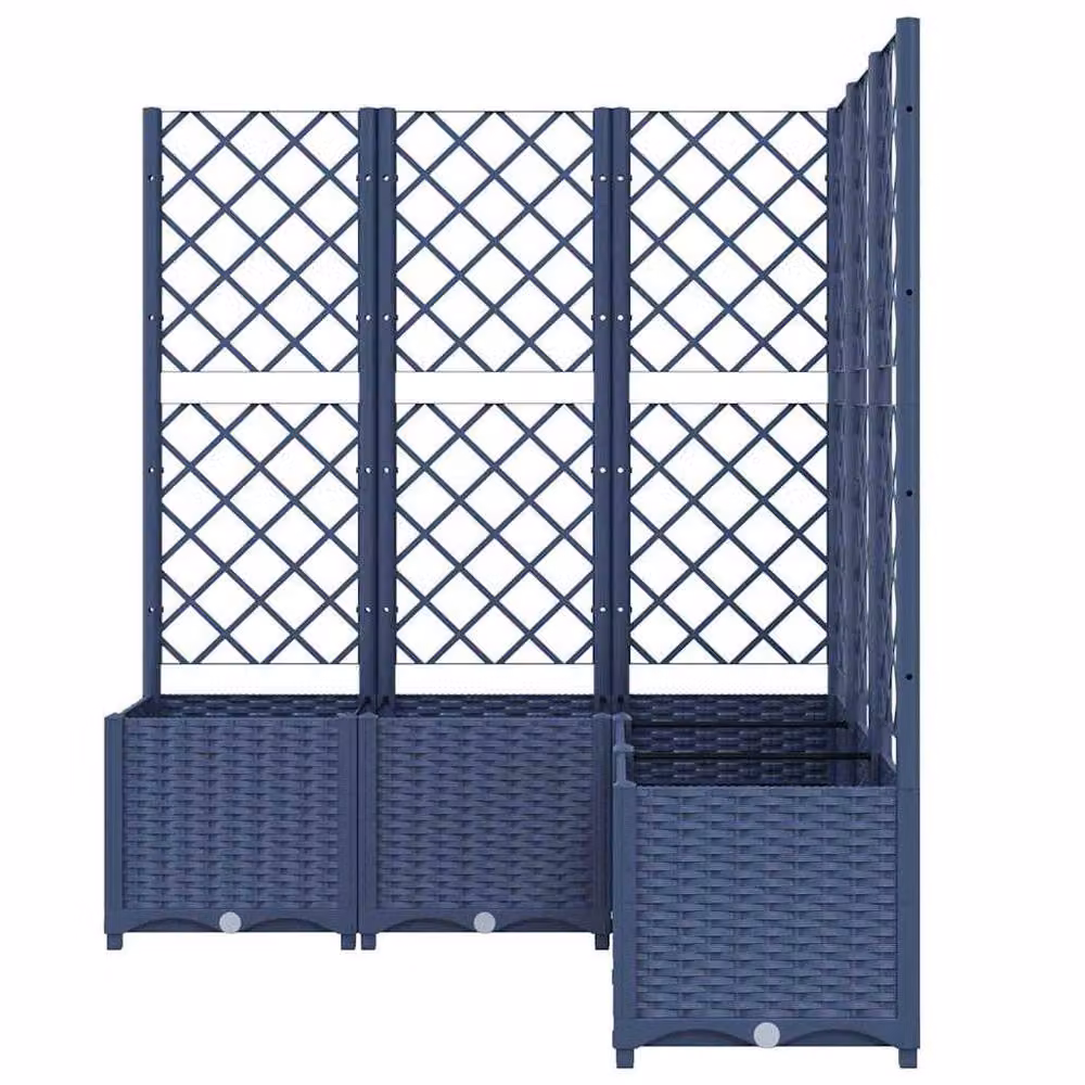 Berkfield Home Garden Planter with Trellis in Dark Grey, W/D/H: 120 x 120 x 136 cm – 4