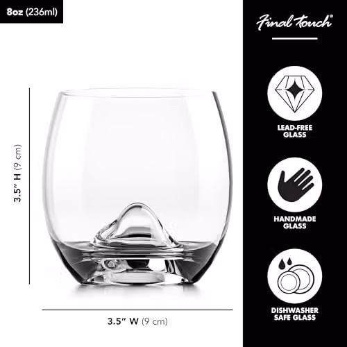Final Touch On The Rocks Drinking Tumbler Glass Set with Stainless Steel Ball and Tongs in Silver and Transparent – 3