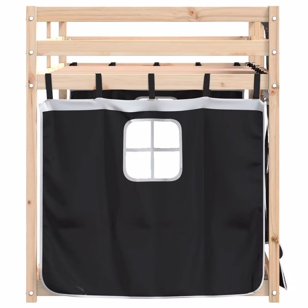 Berkfield Home Solid Wood Pine Bunk Bed in White and Black, W/D/H: 90 x 200 cm – 3