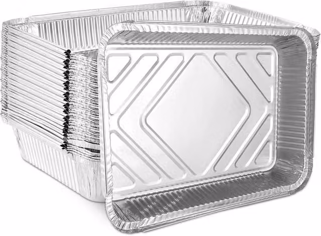 SPETLEK 50 Pack Disposable Silver Aluminium Foil Rectangular Roasting Trays