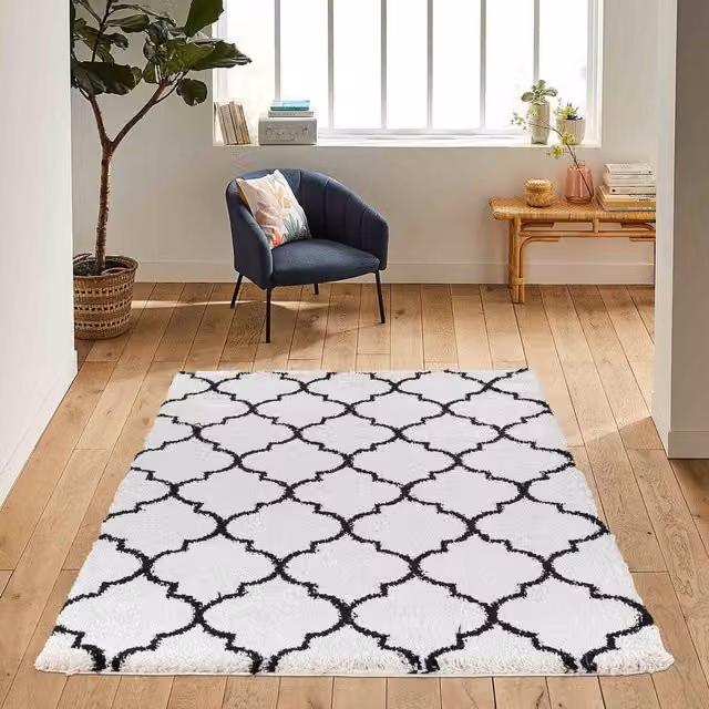Desire Rugs Moroccan Berber Shaggy Boho Rectangular Rug in Stone, Yellow and White, W: 120 cm, L: 170 cm