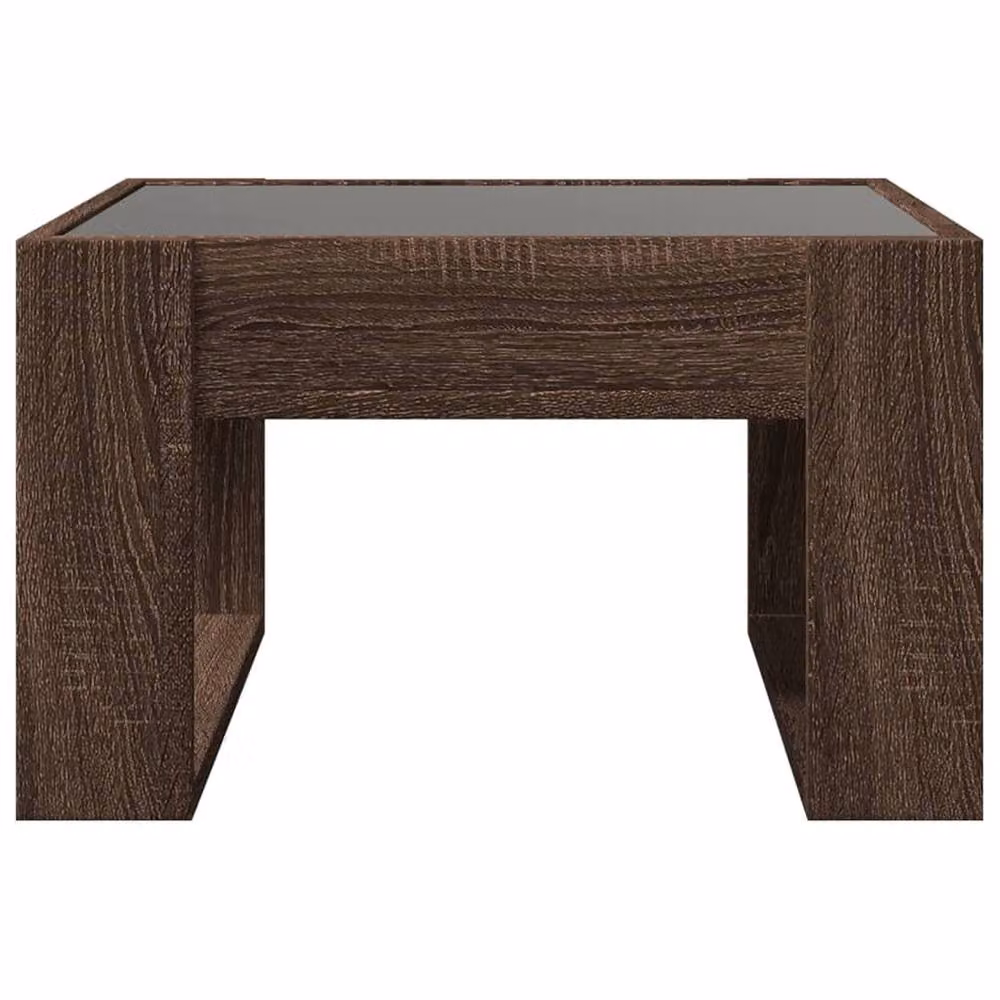 Berkfield Home Infinity LED Decorative Coffee Table in Brown Oak, W/D/H: 50 x 53 x 30 cm – 6