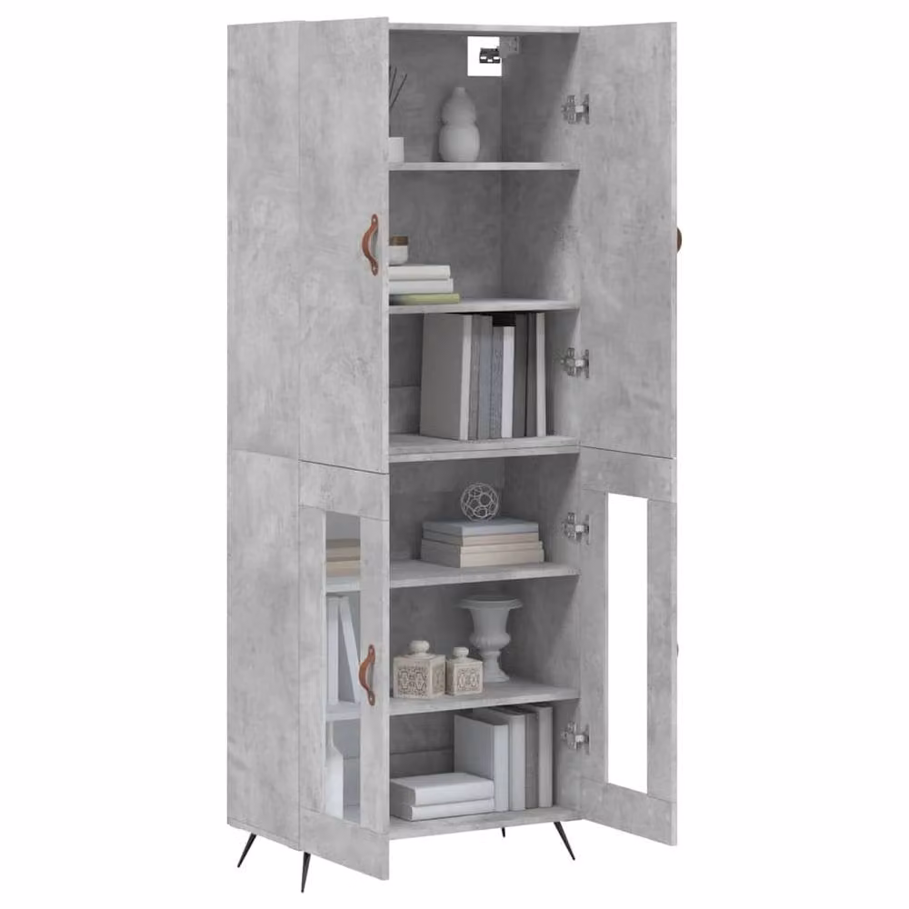 Berkfield Home Highboard in Concrete Grey, W/D/H: 69.5 x 34 x 180 cm – 2
