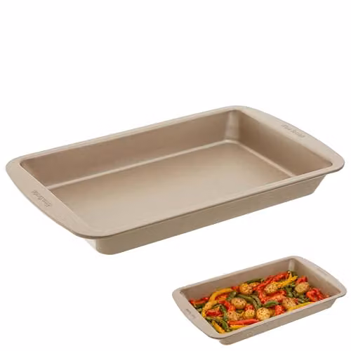 Orsina Gold Non-Stick Carbon Steel Rectangular Roasting Dish, W: 33 cm, H: 3.5 cm – 1