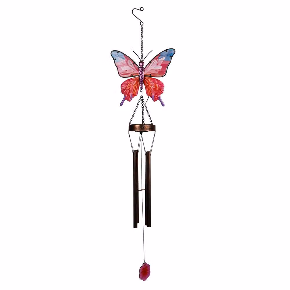 Country Living Butterfly Solar Windchime in Pink – 2