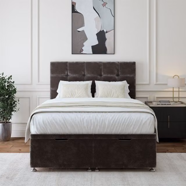 Bedmaster Upholstered Chenille Ottoman Divan Base in Grey, W/D/H: 140 x 200 cm – 1