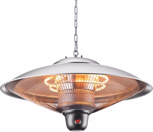 Litecraft Silver Suspended Halogen Dome Patio Heater with Remote Control