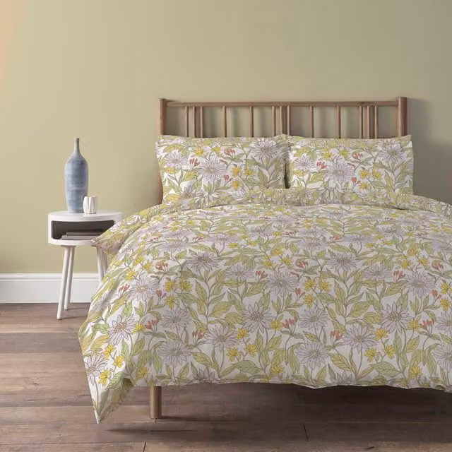 NewEdgeBlinds Floral Duvet Cover in Yellow and Multicolour, 140 x 200 cm